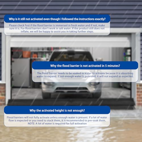 Sabary 5 Pcs Water Barrier 5 ft x 6.5 inch Absorbent Flood Barriers Home Sandless Sand Bags for Flooding Reusable Water Absorber Snake for Rain Hurricane Garage Basement Door (Black)