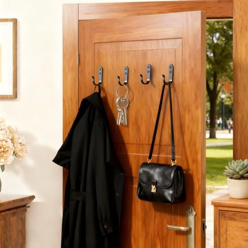 BREYDROK 20-Pack Towel Hooks for Bathroom, Heavy Duty Black Metal Wall Hooks for Robe, Coat, Kitchen, Closet, Garage Organizer - color: 20Pcs + Black
