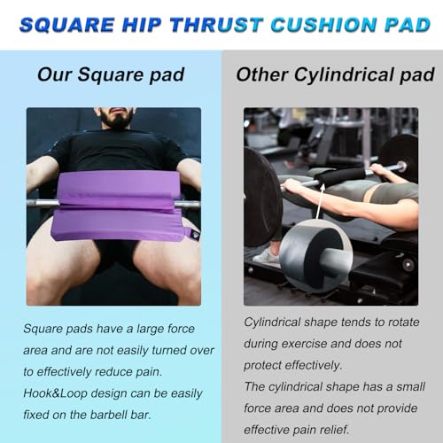 Square Hip-Thrust Pad Protective Extra Thick Foam pad for Barbell Weightlifting Hip Thrusts and Glute Bridges Workouts Home Gym Equipment - color: Purple