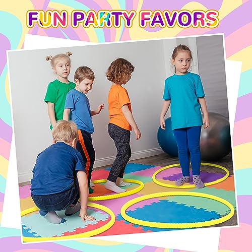 Shappy 6 Pcs Exercise Hoop Detachable Adjustable Plastic Toy Playground Toys Colored Hoop Circles for Teens Games Gymnastics Dog Agility Equipment Party Decor - color: Yellow, size: 23 Inch