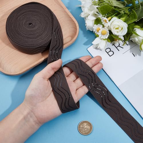 GORGECRAFT 5 Yards 30mm Wide Non-Slip Elastic Ribbon Wave Silicone Elastic Gripper Band Stretch Rubbers Elastic Belt for DIY Garment Sewing Crafts Sports Shorts Accessories, Coconut Brown - color: Coconut Brown
