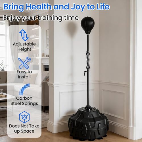 Boxing Reflex Bag, Punching Bag with Stand, 57-72.8 Inches Height Adjustable to Increase Speed, Reflex, and Stamina, Boxing Equipment for Training, Boxings Equipment, Stress Relief and Fitness