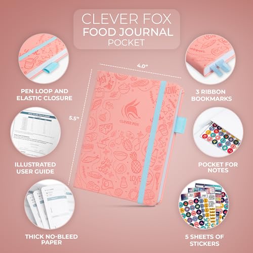 Clever Fox Food Journal Pocket - Daily Food Diary, Meal Planner to Track Calories & Nutrients, Weight Loss Tracker Notebook, 4x5.5” (Light Pink) - color: Light Pink, size: Pocket (4.0'' x 5.5'')