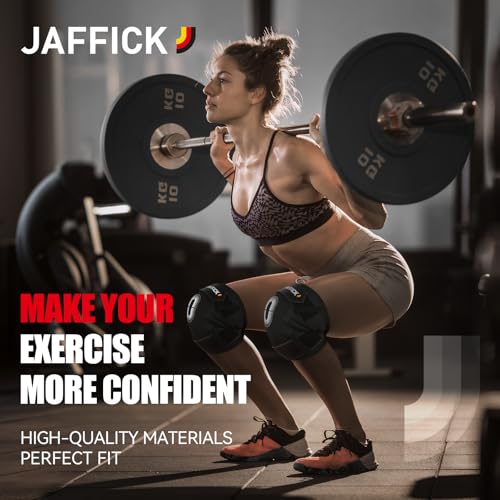 Jaffick Knee Sleeves (1 Pair),Double Layer Compression Knee Braces for Suitable for Squats, Weightlifting, Powerlifting, Gym Exercises, Unique Pressure Belt Design，7MM Neoprene Sleeves - size: L