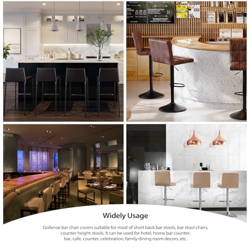 Gollense Stretch Bar Stool Covers with Backs, 4 Pack Waterproof PU Leather Pub Counter Dining Chair Covers, Square Swivel Barstool Seat Slipcover with Elastic Bottom for Low Short Back (Grey) - color: Grey