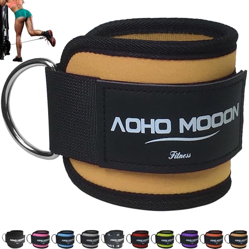 AOHO MOOON Ankle Strap (1 Pieces) for Cable Machine Women - Gym Workout Leg Strap, Premium Padding Ankle Cuffs, Glute Kickback Exercises Equipment, Pulley Attachment, One Size Fit All - color: Brown