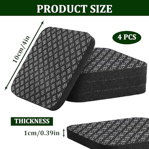 4PCS Anti-Slip Treadmill Mat Pads, 10MM Thick High Density Anti Vibration Walking Pad Mats, 4" x 4" Shock Absorbing Rubber Pads for Stationary Bike, Rowing Machine, Home Gym Floor Protection - size: 10MM - Square - 4PCS