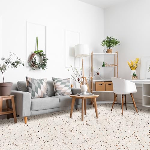 Sorbus Wood Grain Floor Tiles Foam Mat EVA Interlocking Mats Tile 3/8-Inch Thick Flooring Wood Puzzle Exercise Mats w/Borders - Home Playroom Basement, Apartment, Trade Show, Baby, Dance - color: Terrazzo, size: 24 Pack