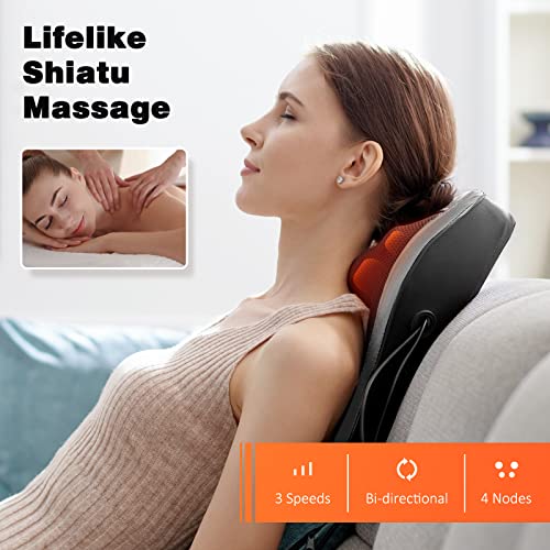 Boriwat Back Massager with Heat, 3D Kneading Massage Pillow for Back, Neck, Shoulder, Leg Pain Relief Deep Tissue, Gifts for Women Men Mom Dad(Dark Gray) - style: Dark Gray