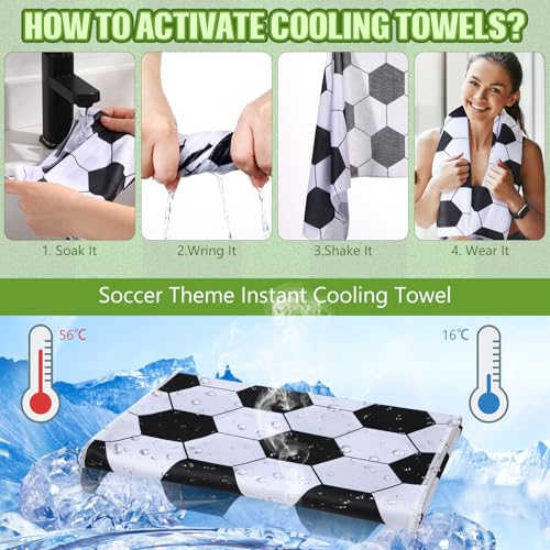 Hahafelt 24 Pcs Team Gifts, Including 12 Cooling Towels, 12 Drawstring Backpack Sports Party Favor for Teens Players Athletes Gifts Sport Supplies - style: Soccer Style