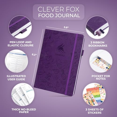 Clever Fox Food Journal - Daily Food Diary, Meal Planner to Track Calories & Nutrients, Weight Tracker Notebook, A5 (Purple) - color: Purple, size: A5 (5.8'' x 8.3'')