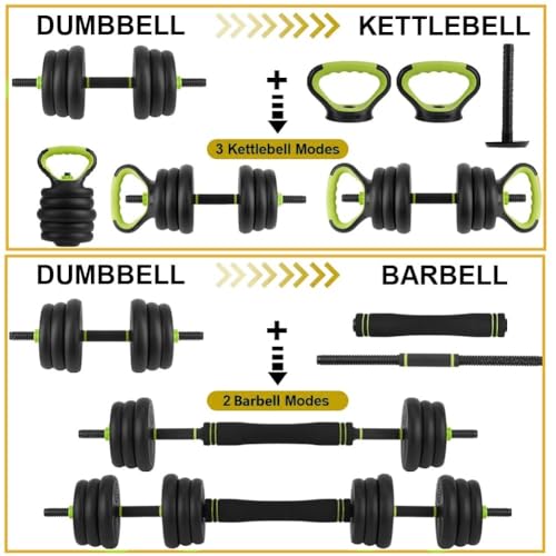 Adjustable Dumbbell Set, Adjustable Weights 30/44 /66/88 LBS Free Weight Set for Home Gym - size: 66 LB-Round