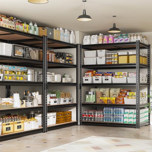REIBII 2400LBS Garage Shelving 5 Tier Storage Shelves Heavy Duty, Adjustable Metal Shelving Unit,Garage Shelves for Basement,Warehouse,Pantry,Closet,Kitchen 72" H x 36" W x 16" D,2 Pack | Heavy Duty - color: Black