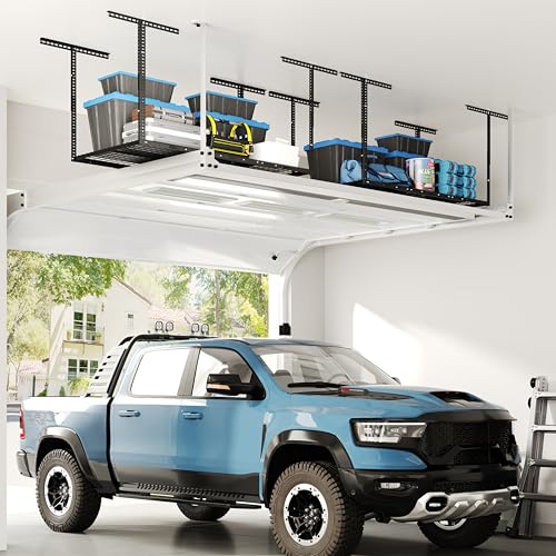 FLEXIMOUNTS 3x6 Overhead Garage Storage Adjustable Ceiling Rack 72" Length x 36" Width x 40" Height, 450lbs Weight Capacity, Black, Classic Series - color: Black, size: 3x6 ft