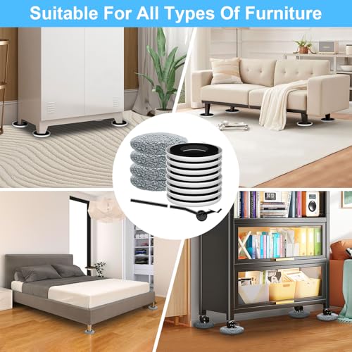 New Upgrade Furniture Sliders - Multi-Surface 3-in-1 Movers Sliders | Round Moving Pads with 8PCS 4.3" Carpet Sliders + 4PCS Hard Floor Socks + 1 Lifter - Protect Floor and Easily Move Furniture - size: 4.3in Round 8+4+1Pack