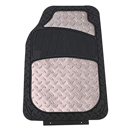 FH Group Automotive Floor Mats - Heavy-Duty Metallic Rubber Floor Mats for Cars, Universal Fit Full Set, Climaproof Floor Mats, Trimmable Floor Mats for Most Sedan, SUV, Truck Floor Mats Gray - color: Gray