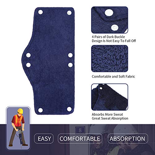 24 Pieces Hard Hat Sweatband, Cotton Helmet Sweatband Hard Hat Liner, Washable Sweat Band Reusable Safety Sweat Band Snap Hard Accessories (Dark Blue) - color: Dark Blue