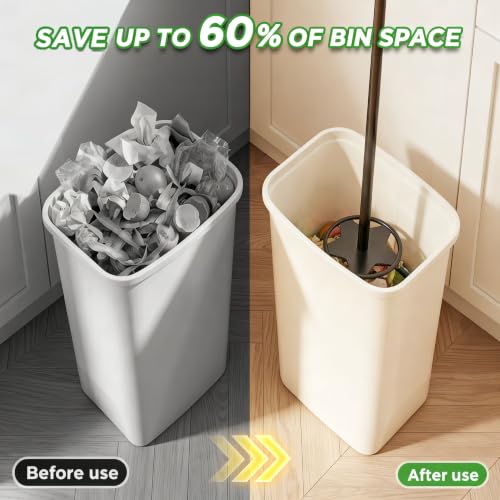 Trash Compactor for Kitchen - 20" All-Metal Manual Garbage Compactor, No Electric Trash Can Compacting Tool, Touchless Waste Smasher & Tamper Press Compressor, Saves Space for Home & Outdoor Bins - size: 20"