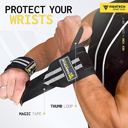 FIGHTECH Wrist Wraps for WeightLifting | 18 inch Professional Grade Lifting Wrist Wraps | Best for Powerlifting Competition, Strength Training, Bodybuilding (Black, 18 Inch) - color: Black
