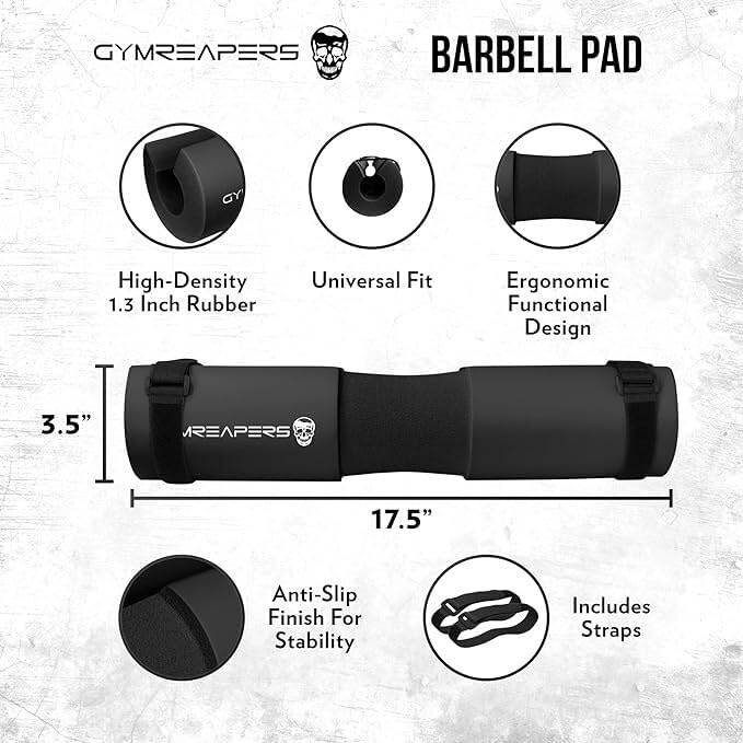 Gymreapers Barbell Squat Pad - Protective Bridge Pad For Hip Thrust, Squats, Lunges - Hip Support, Neck Protection For Bar - color: Black