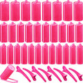 40 Pieces Sponge Hair Rollers Satin Rollers Silk Foam Roller Women Hair Curlers with Duck Teeth Clips for Hairdressing Styling(Rose Red) - color: Rose Red