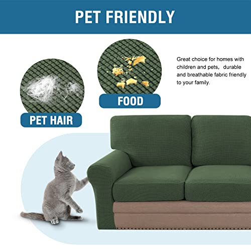 H.VERSAILTEX Multi-Pieces Sofa Covers Stretch Couch Covers Form Fitted Seats and Back Cushions Covers (2 Seat Covers Plus 2 Back Cusion Covers, Bonus 2 Armrest Covers), Bronze Green - color: Bronze Green, size: 2 SEAT COVERS + 2 BACK COVERS+ 2 ARMREST COV