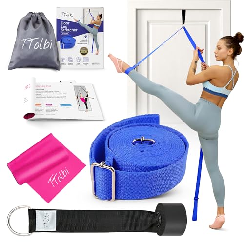 Leg Stretcher Strap with Door Anchor and Resistance Band, Splits Trainer | Home Flexibility Trainer for Splits, Ballet, Dance, Cheer, Yoga, Gymnastics, Pole and Taekwondo, Kids to Adults, All Levels - color: Deep Blue