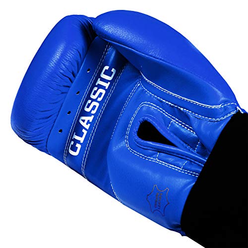 Title Classic Leather Elastic Training Gloves 2.0 - color: Blue, size: 14 oz