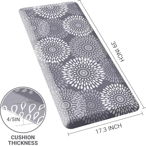 LuxStep Kitchen Mat Waterproof Kitchen Rugs for Floor Cushioned Anti-Fatigue Mat Non-Slip Standing Desk Mat Comfort Floor Mats for House Sink Office 17.3" x 39"-4/5 Inch Grey - color: Grey, size: 39"L x 17.3"W x 0.8"Th