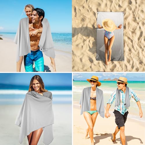 Travel Body Towel L Size Microfiber Quick Dry Lightweight for Men Women Camping Hiking Beach Swimming Pool Yoga Mat Towels(Light Grey, 1 Pack L) - color: Light Grey, size: 1 Pack L