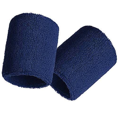 Willbond Wrist Sweatbands, Sports Sweatbands for Competition, Sweat Absorbent, for Basketball, Tennis, Football, Running and Work (Pack of 6) - color: Navy