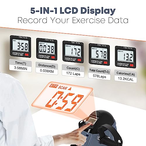 Mini Exercise Bike, AGM Under Desk Bike Pedal Exerciser Foot Cycle Arm & Leg Pedal Exerciser with LCD Screen Displays - color: Gray