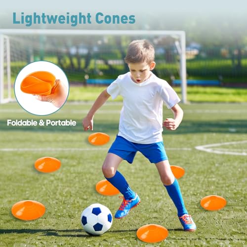 Agility Ladder Speed Training Equipment Set, 4 Adjustable Hurdles | 20 ft Ladder, 12 Cones, Jump Rope, Resistance Parachute, Soccer, Basketball, Football Practice Equipment for Youth, Adults - color: Orange, size: 17.18"*5.72"*13.32"