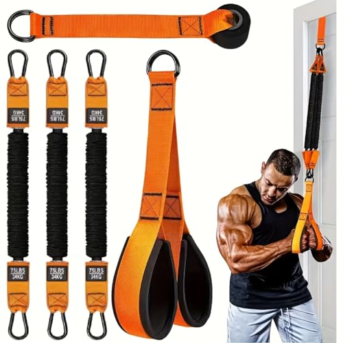5-Piece Heavy Duty Latex Resistance Bands Set, 225lbs Total Capacity - Adjustable Home Gym Equipment with Handle, Door Anchor for Full Body Workout