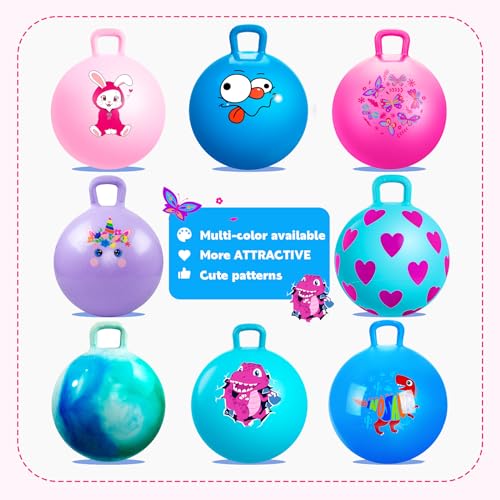 Hopper Ball, Pink Bunny Hopping Toys for Kids, 18 Inch Bouncy Ball with Handle, Indoor Outdoor Inflatable Hoppity Hop Toys for Girls Boys Gift with Pump - color: Pink rabbit, size: Age:4-8(18''/45cm)