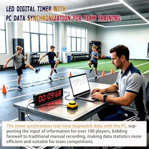 Independent Button Type 1.5-inch Fitness Room Rest Timer, Suitable for Gym Exercise/School/Home Exercise/Boxing Gym/Indoor Rock Climbing (1.8-inch Data PC Transmission Mode)