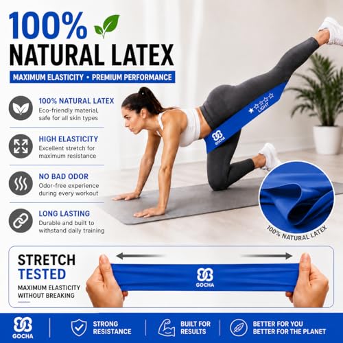 GOCHA Resistance Bands Set of 5 for Exercise & Fitness – Loop Resistance Bands with Carry Bag, Natural Latex Workout Bands for Strength Training, Physical Therapy, Yoga, Pilates, Home Gym (5-40 lbs) - color: Blue Set
