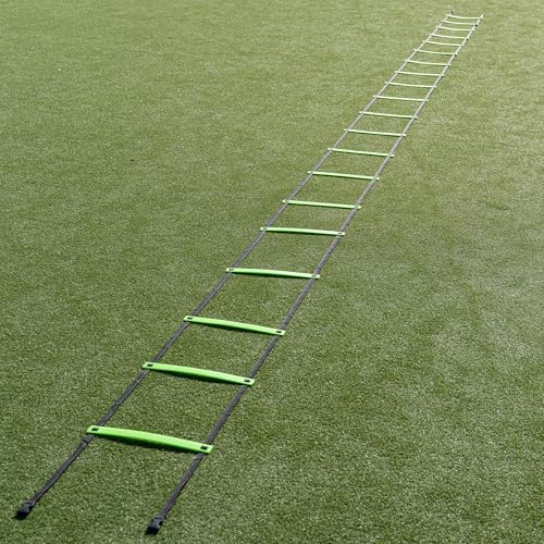 QUICKPLAY Agility Ladder 29.5ft - 20 Rungs, Adjustable Spacing | Flat anti-trip design, Adjust per drill, Sprint & footwork work, Carry bag, Turf, grass or gym, All levels