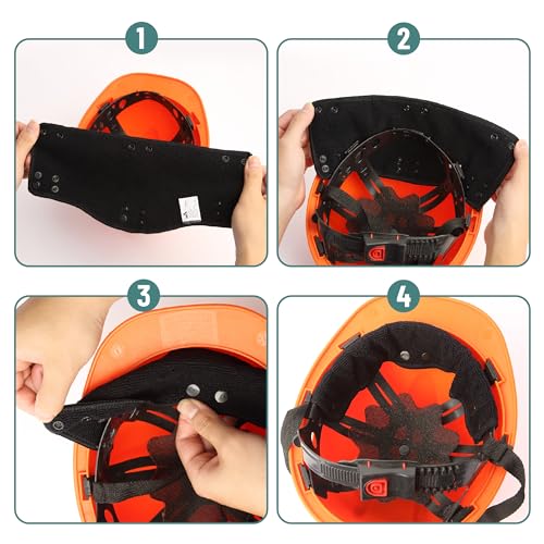 UNCO- Hard Hat Sweatband, 4 pcs, Black, Hard Hat Liner, Hard Hat Accessories, Sweatbands for Hats, Hardhat Sweatbands Washable, Reusable Hardhat Sweatbands, Sweat Bands for Hard Hats - color: Black, size: 4 Pack