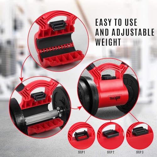 Yes4All Kettlebells Grip, Dumbbell Grip Handle, Convert Dumbbells into Kettlebell for Home Gym, Kettlebell for Weights Plate - color: A. Combo Red - Red