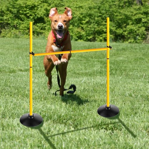 Adjustable Height Agility Hurdle Set Multi-Function Soccer Trainning Pole Set Coaching Sticks with Rubber Base - color: 3.3 FT, style: Pack of 3