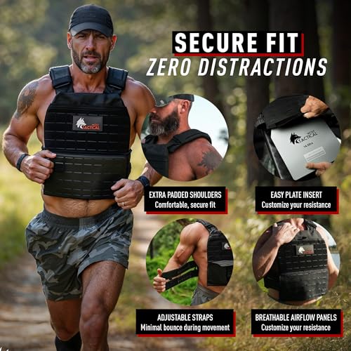 Wolf Tactical Adjustable Weighted Vest for Men & Women - Rucking, Workout, Running, Walking & CrossFit Weight Vest for Strength Training & Fitness - color: OD Green