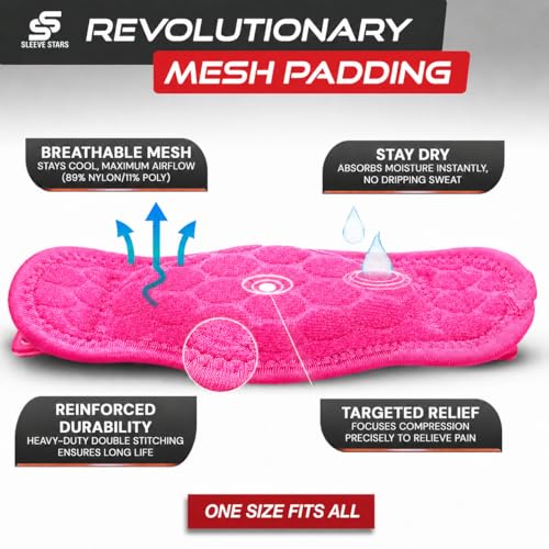 Sleeve Stars Tennis Elbow Brace for Men & Women, Elbow Brace for Tendonitis, Tennis Elbow Strap, Golfers Elbow Brace, Elbow Support Wrap for Tennis Elbow Relief, Fits 9"-23" (Single/Hot Pink) - color: Hot Pink