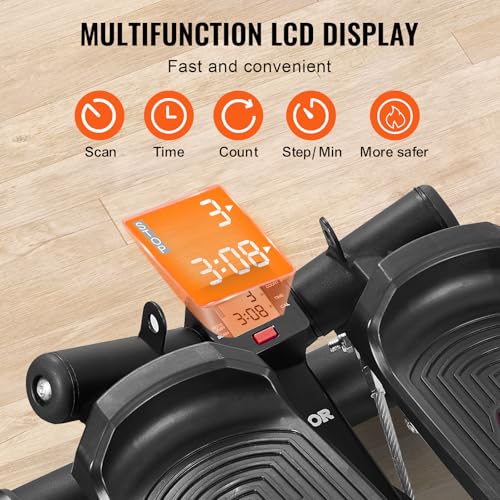 VEVOR Stair Stepper, Mini Stepper for Exercise at Home, Hydraulic Fitness Stepper with Resistance Bands, Full Body Workout Cardio Equipment, Stair Climber - style: Adjustable Twisting Stepper