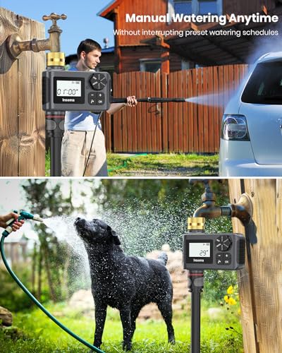 Sprinkler Timer with Brass Swivel, Programmable Water Timer for Outdoor Garden Hose, Hose Timers with Rain Delay/Manual/Auto Mode, Drip Irrigation and Lawn Watering System, 1 Outlet - size: 1 Zone-Brass Inlet