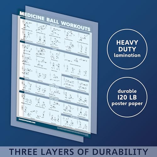 Palace Learning 3 Pack - Medicine Ball Workouts Volume 1 & 2 + Warm Ups Exercise Poster Set - Fitness Charts