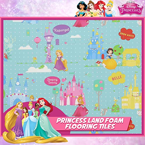 Capelli Sport - Disney Princess EVA Foam Mat, Princess Land Interlocking Flooring Tiles, Teal, 36 x 36 Inches
