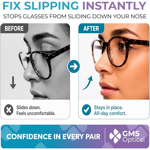 GMS Optical Adhesive Silicone Nose Pads for Glasses |1.3mm Ultra-Thin, 18mm Large | Non Slip Glasses Grips for, Sunglasses and Eyewear w/Super Sticky Backing, Eyeglass Accessories (5 Pairs, Black) - color: Black - 5 Pair