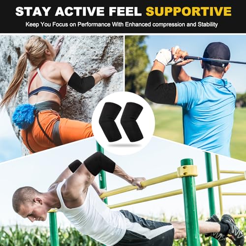 Elbow Compression Sleeves, Elbow Brace for Men Women, Tennis Golfer's Elbow Support, Arm Support Sleeves For Sports Protection And Pain Relief (Black) - color: Black