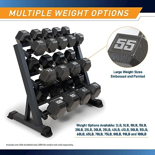 Marcy Cast Iron Hex Dumbbells Collection - Available size from 3-lb to 100-lb, SOLD INDIVIDUALLY - style: 40lbs